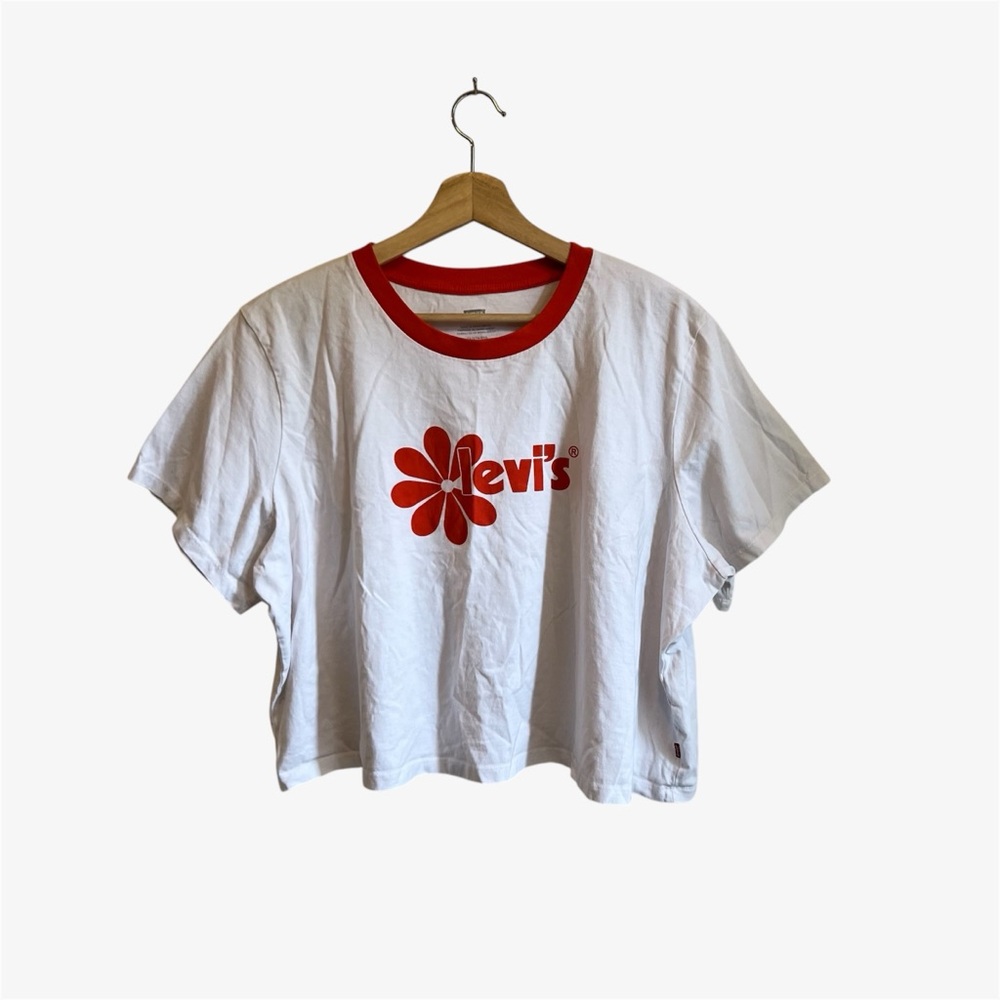 Levi's Woman’s Red and White Crop Boxy Tee Size 2X